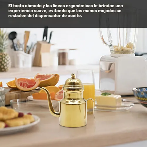 Vista 3 de Dispensador de aceite de oliva de 15 onzas, dispensador de aceite de oliva inoxidable, dispensador de vinagre con mango antideslizante, lata
