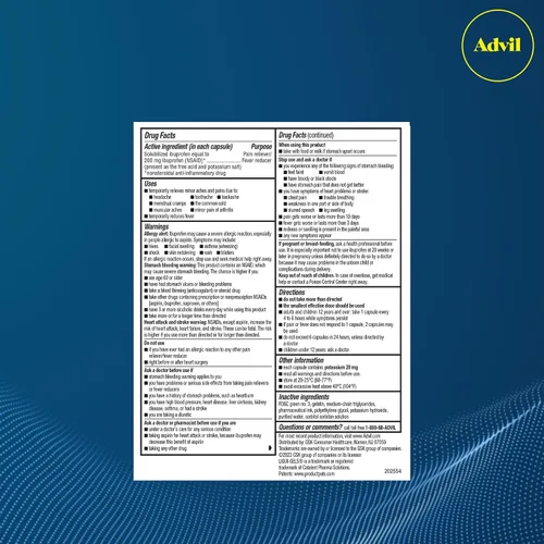 Vista 9 de Advil Liqui-Gels Minis - Analgésico y reductor de fiebre, medicina para el dolor para adultos con ibuprofeno 200 mg para aliviar el dolor, 80