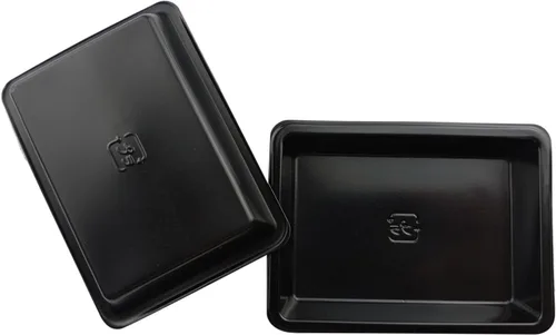 Vista 6 de Paquete de 100 platos rectangulares desechables de plástico para Negro