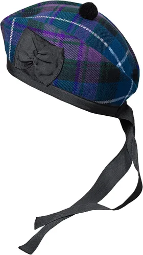 Vista 15 de Gorra Glengarry - Sombrero escocés tradicional, 100% lana, lana acrílica tartán, accesorios para kilts/gaitas, cinta de algodón de poliéster Negro