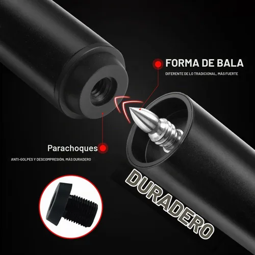 Vista 5 de CRICAL Extensión de taco de billar de metal de 2/3/4/8 pulgadas con 3 parachoques, accesorios de billar