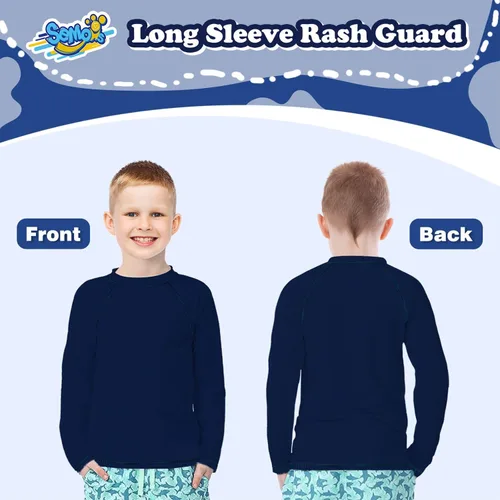 Vista 5 de Boys' Rash Guard Long Sleeve UPF 50 Sun Shirts for Toddler Kids Rashguard Water Swimming