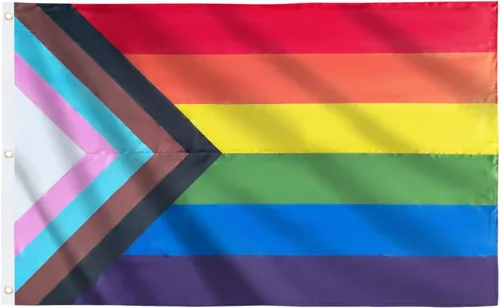 Vista 8 de Homissor Bandera del orgullo de 10 x 15 pulgadas, banderas gay para exteriores, gran arco iris, LGBT, comunidad lesbiana, transgénero, bandera