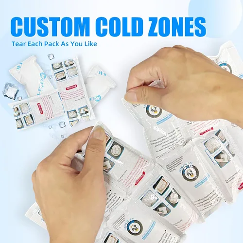 Vista 3 de WORLD-BIO Paquetes de hielo que envían hielo seco para envío de alimentos congelados, hojas flexibles de hielo frío para enfriadores, paquetes