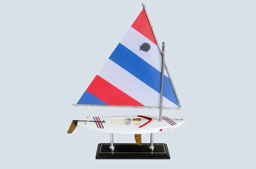 Vista 5 de LK Decoración de barco de vela modelo Sunfish de madera 16"-10