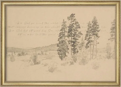 Vista 41 de MUDECOR Lienzo enmarcado prémium para pared, pinos nevados en bosque de invierno, ilustraciones modernas, arte contemporáneo, escénico, divertido
