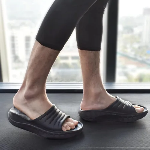 Vista 3 de KuaiLu Sandalias ortopédicas de recuperación para hombre, con puntera abierta, con amortiguación gruesa, reducen el estrés en los pies con cómoda