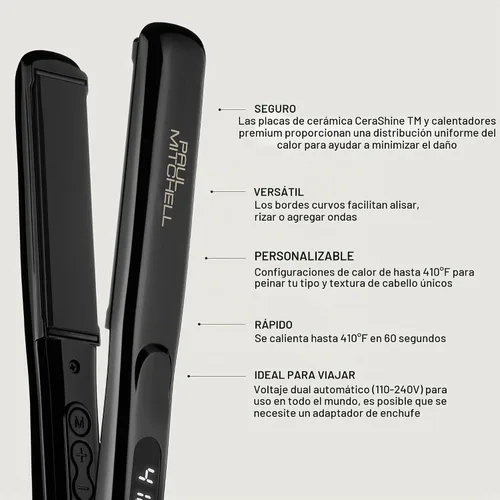 Vista 2 de Paul Mitchell Pro Tools Express Ion Style+ Plancha plana de cerámica de 1 pulgada, ajustes de calor ajustables, para alisar + rizar
