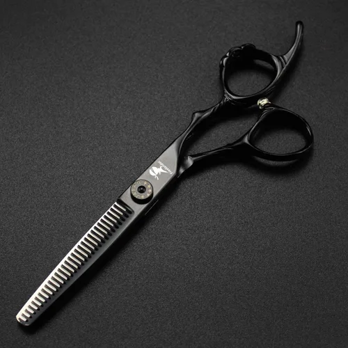 Vista 3 de Tijeras de corte de pelo, 6.0 pulgadas negras profesionales japón 440C tijeras de corte de pelo – peluquería de mezcla/adelgazamiento/texturización