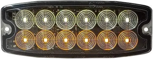Vista 4 de Buyers Products 8890400 - Luz estroboscópica LED ultra fina de doble fila, 5 pulgadas, ámbar, 12 LED, patrones de flash síncronos y alternos, luz
