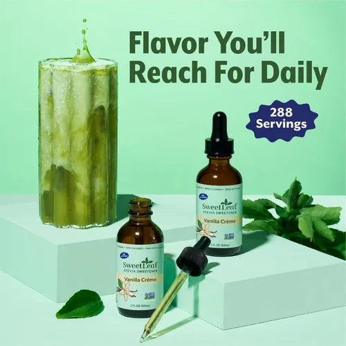 Vista 9 de Edulcorante líquido Sweet Drops de stevia, crema de vainilla, de la marca SweetLeaf Gotas dulces, extracto orgánico de hoja de stevia, cero