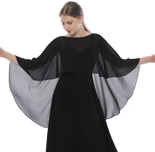 Vista 2 de EVQ Capelets - Chales y envolturas de gasa para vestido de noche capas de boda
