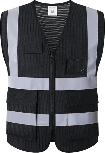 Vista 13 de Chaleco de seguridad reflectante para hombres y mujeres, chaleco de construcción que cumple con el estándar ANSI/ISEA