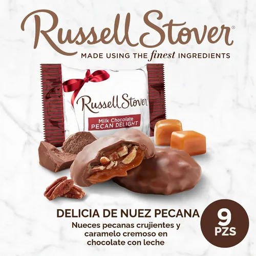 Vista 4 de Russell Stover Bolsa de regalo de caramelos de chocolate con leche y delicia de nuez pecán, 5.4 oz.