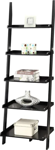 Vista 4 de Escalera para librero. De Convenience Concepts American Heritage, Madera Sólida, Negro