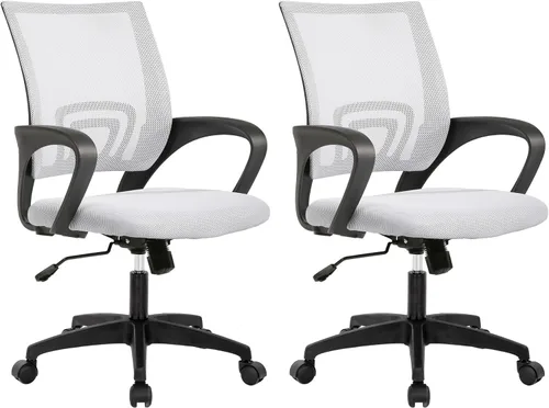 Vista 19 de Meet perfect Silla de oficina con respaldo medio, moderna silla ejecutiva de escritorio para computadora, silla giratoria con ruedas, silla