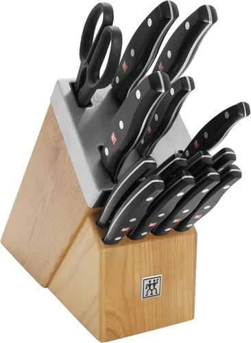 Vista 12 de ZWILLING TWIN Signature Juego de Cuchillos con Bloque Autoafilable de 15 Piezas - Marrón
