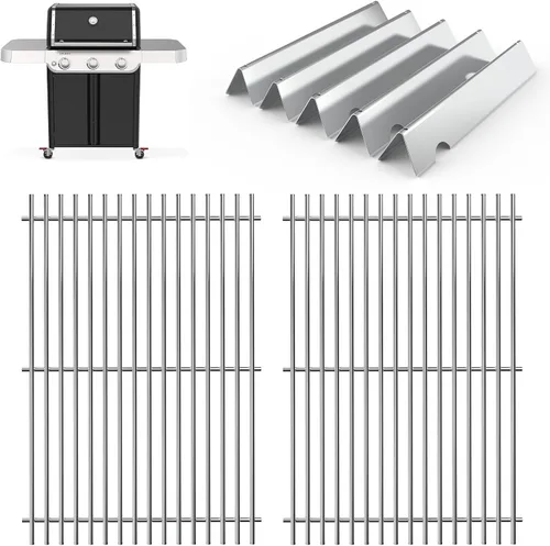 Vista 10 de SafBbcue Kit de piezas de repuesto para parrilla Weber Genesis serie 300, rejillas de parrilla de acero inoxidable 7524, barras aromatizantes 7620