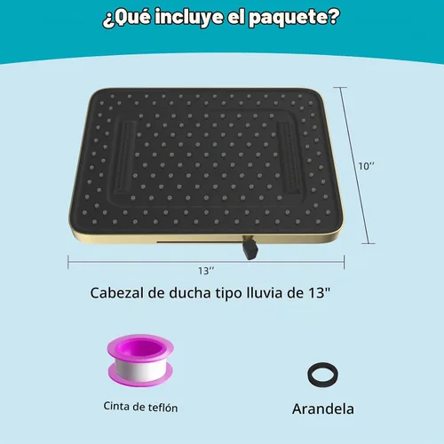 Vista 9 de Hibbent Cabezal de ducha con 5 modos de pulverización, cabezal de ducha de lluvia de alta presión de 13 pulgadas, cabezal de ducha grande para baño