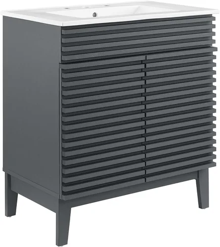 Vista 68 de Modway Render 23.5" tocador de baño en nogal (lavabo no incluido)