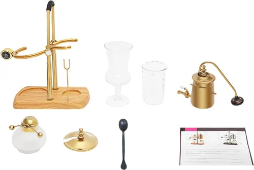 Vista 9 de Cafetera con sifón de equilibrio, 13.53 onzas, manual de gravedad, máquina de café de pie independiente, máquina vintage de elaboración al vacío