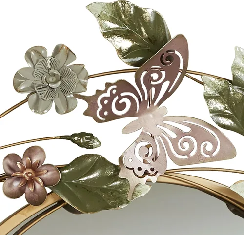 Vista 5 de Touch of Class Espejo de pared de metal dimensional con diseño floral, diseño redondo, inspirado en la naturaleza, para dormitorio, baño