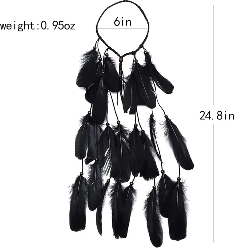 Vista 5 de LUREME Diadema de plumas hippie para mujer, disfraz indio, accesorio para el cabello de plumas (Hb00010)