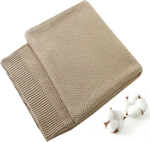 Vista 14 de Treely manta de punto de 100 % algodón, para sofá, silla, cama, decoración del hogar, manta de punto decorativa, suave y acogedora, 50 x 60 Marrón