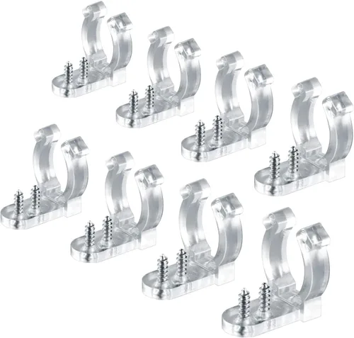 Vista 2 de Tvoip 100 clips de luz LED de 1/2 pulgada con 200 tornillos de PVC transparente para colgar en la pared al aire libre de Navidad