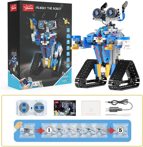 Vista 5 de Juguetes robot para niños de 8 a 16 años con aplicación o control remoto, kit de bloques de construcción programables científicos, proyectos STEM