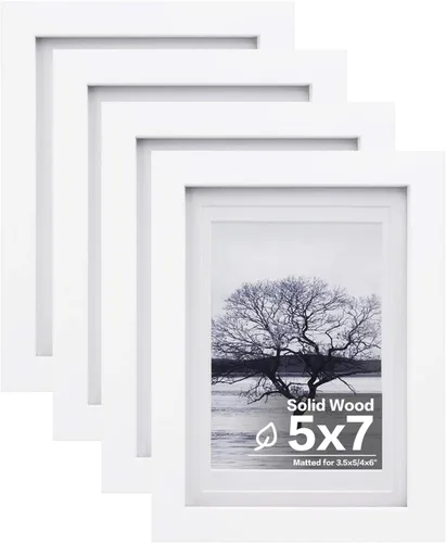 Vista 136 de Egofine - Juego de 4 portarretratos A4 de madera maciza y cubierta de plexiglás de 4 x 6/6 x 8 pulgadas con paspartú o A4 sin paspartú, para mesa