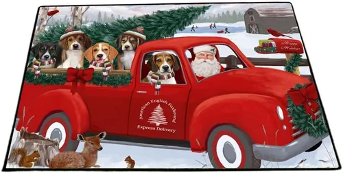 Vista 23 de Doggie of the Day American English Foxhound Dogs Floor Mat - 4th of July Independence Day - Best Dog Doormat - Protector Decor - Unique Portrait Art