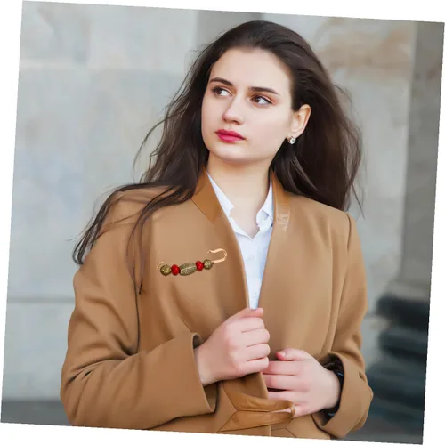 Vista 9 de ABOOFAN Conjunto de broche de perlas, suéter, chal, cintura, pantalones, extensor, suéter de seguridad, chal, broche vintage para mujer, ropa