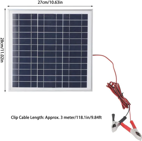 Vista 7 de Acouto : 50W Portable Solar Panel Monocrystalline Silicon Solar Panel with 9.8FT Cable 18V Red and Black Battery Clips RV Camping Hiking with Battery