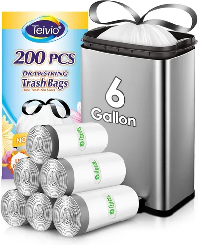 Vista 17 de Teivio Bolsas de basura grandes con cordón de 20 galones, 26 unidades, bolsas de basura fuertes y altas para cocina, hogar, oficina, residuos