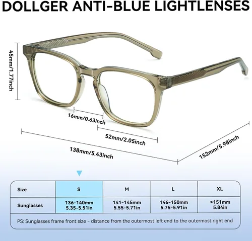 Vista 6 de Dollger Gafas de bloqueo de luz azul para mujer y hombre, rectángulo cuadrado, para computadora, gafas de luz azul, sin receta