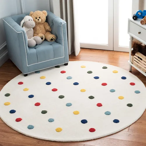 Vista 14 de SAFAVIEH Colección Kids - Alfombra de pasillo de 2 pies 3 pulgadas x 6 pies, marfil, lana de lunares hecha a mano, ideal para zonas de alto tráfico