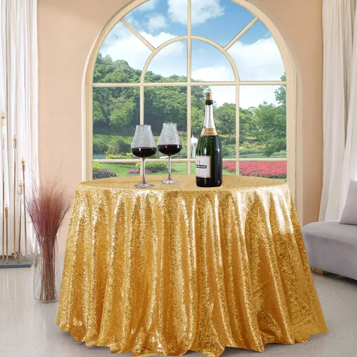 Vista 96 de Manteles redondos de lentejuelas negros para fiestas, de 121,9 cm, mantel redondo de purpurina ajustado, pequeño, lindo y dulce, para boda