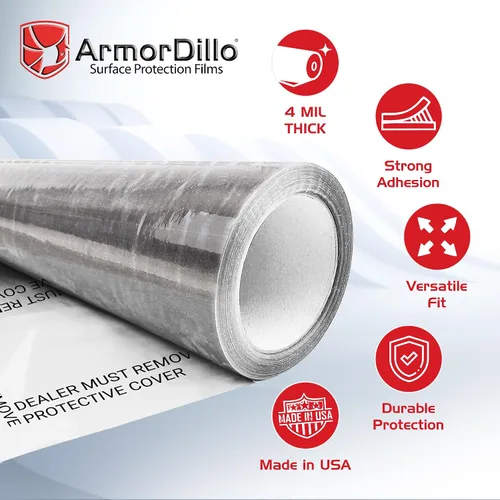 Vista 7 de ArmorDillo Película de Plástico Transparente, Interior del Automóvil, Alfombrillas del Piso, Protectora, Múltiples Usos - 1 Rollo, 24" x 200