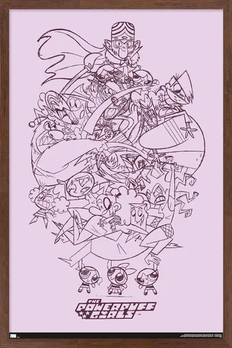 Vista 17 de Trends International Póster de pared de boceto de grupo de chicas superpoderosas, 14.725 x 22.375 pulgadas, versión enmarcada de madera de granero