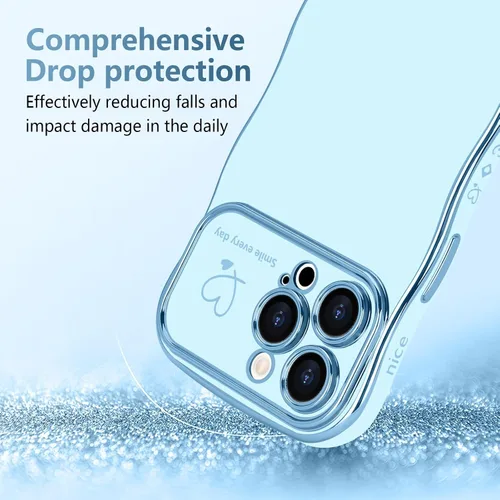 Vista 3 de LCHULLE Funda para iPhone 12 Pro para mujeres y niñas, lindo marco ondulado con forma rizada con patrón de corazón de amor, cubierta de protección
