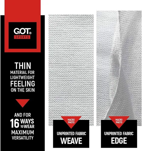 Vista 4 de GOT Bandana multifuncional deportiva- Funciona como bufanda, polaina para el cuello, diadema, bandana - microfibra transpirable que absorbe