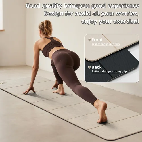 Vista 4 de Foldable Yoga Mat Extra Thick 0.32 Inches(8mm) SGS-certified, odorless POE. Non-slip surface & no curling edges. Great for yoga, Pilates & home