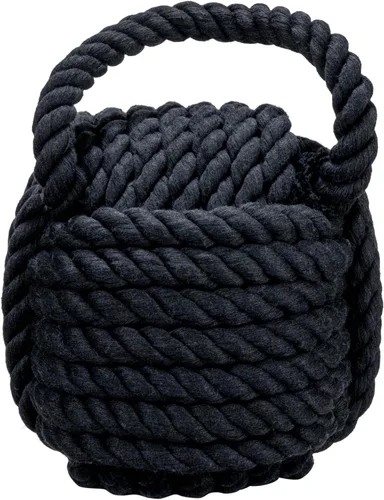 Vista 3 de Creative Co-Op tope para puerta decorativo de cuerda náutica con nudo de cuerda, color negro