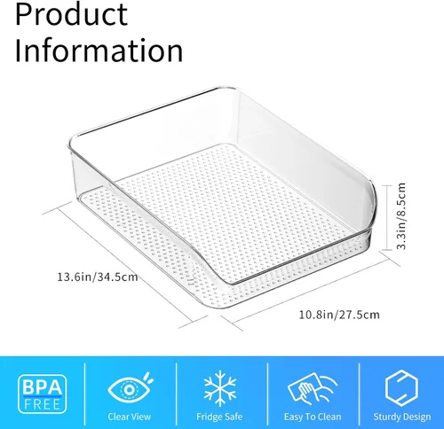 Vista 2 de Ettori Organizador de botellas de agua, paquete de 2 cubos organizadores de refrigerador y contenedores de almacenamiento transparentes