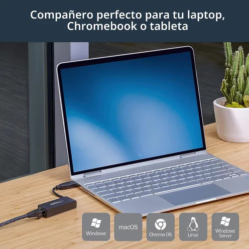 Vista 5 de StarTech adaptador de red de NIC con conexión Gigabit Ethernet y puerto USB, Negro