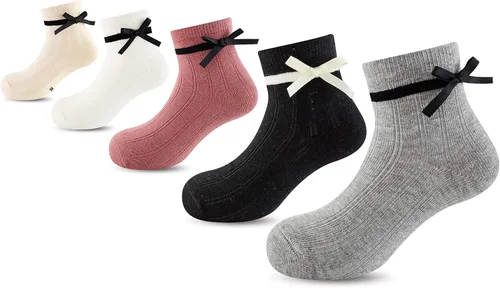 Vista 6 de Gwenvenni Calcetines de algodón para niñas y niños pequeños, calcetines de tobillo de corte bajo