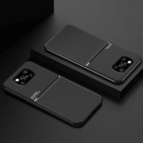 Vista 5 de Kepuch Mowen Funda Cubierta De Parachoques Placa De Metal Incorporada Para Xiaomi Poco X3/X3 NFC - Negro