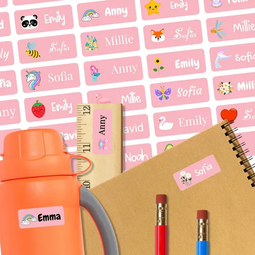 Vista 15 de 128 etiquetas adhesivas de nombre personalizadas para guardería, etiquetas de nombre impermeables personalizadas para niños, suministros escolares