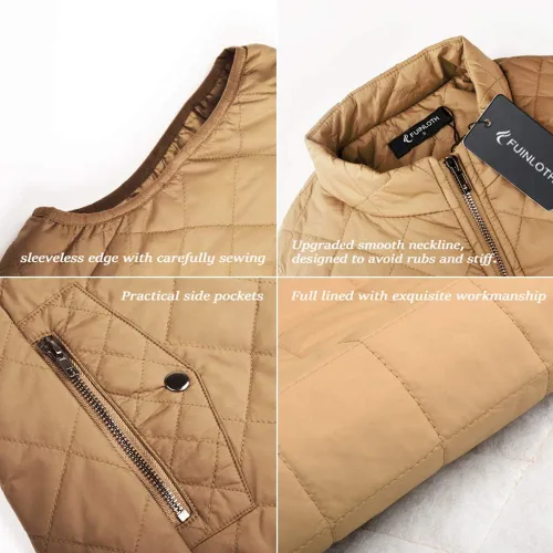 Vista 5 de Fuinloth - Chaleco acolchado para mujer diseño de cuello alto ligero con cierre